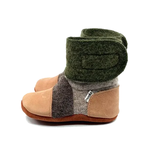 Nooks Design Felted Wool Booties (Olive)