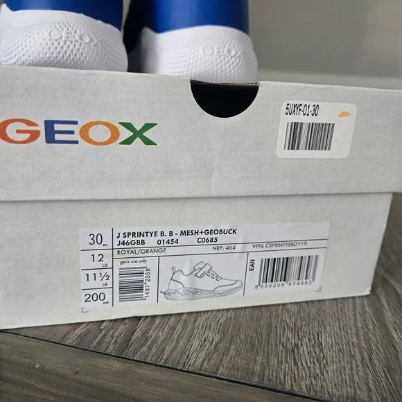 NWT Geox J Sprintye in Royal Orange Sneakers size US 12