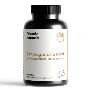 Organic Ashwagandha Root with Black Pepper | Vegan 1360 mg