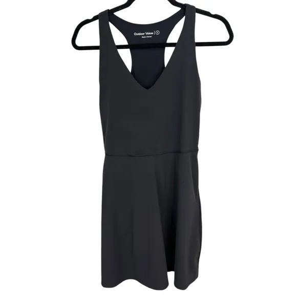 Outdoor Voices Black Sleeveless V-Neck Stretchy Volley Dress Size Small