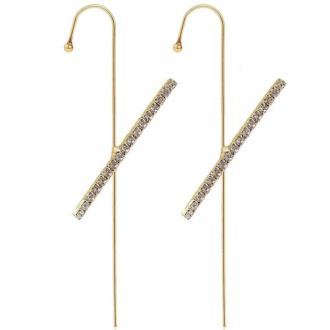 Pack of 2 Gold Plated Studded Cross Ear Cuff