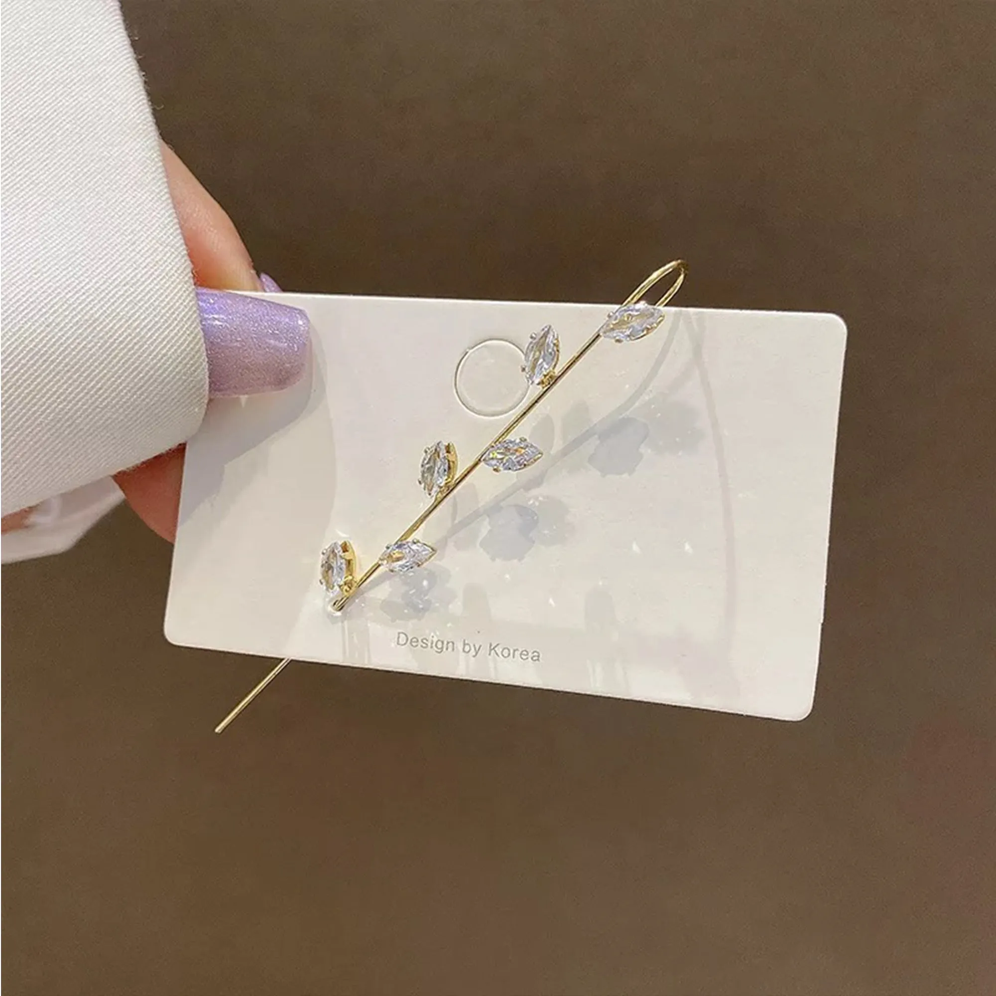 Pack Of 2 Zircon Studded Leaf and Butterfly Ear Cuff