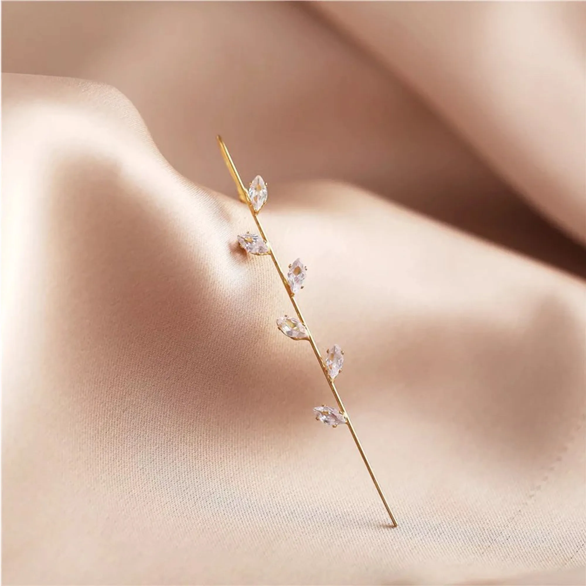 Pack Of 2 Zircon Studded Leaf and Butterfly Ear Cuff