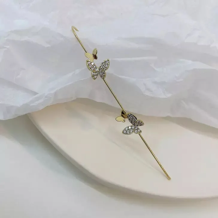 Pack Of 3 Butterfly Cross And Thunderbolt Ear Cuff