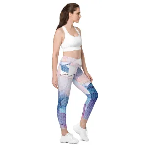 Patriot Floral Flag Crossover Leggings with Pockets
