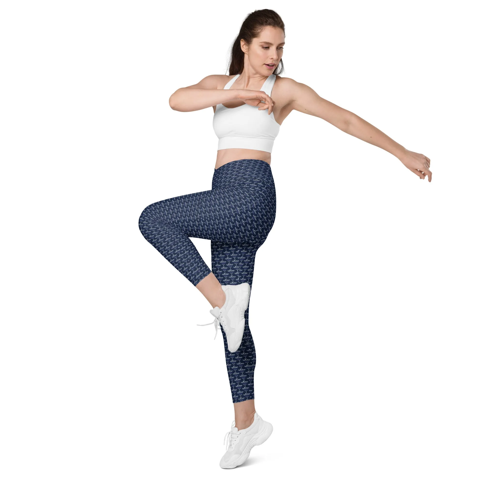 Patriot White Eagle Navy Crossover Leggings with Pockets