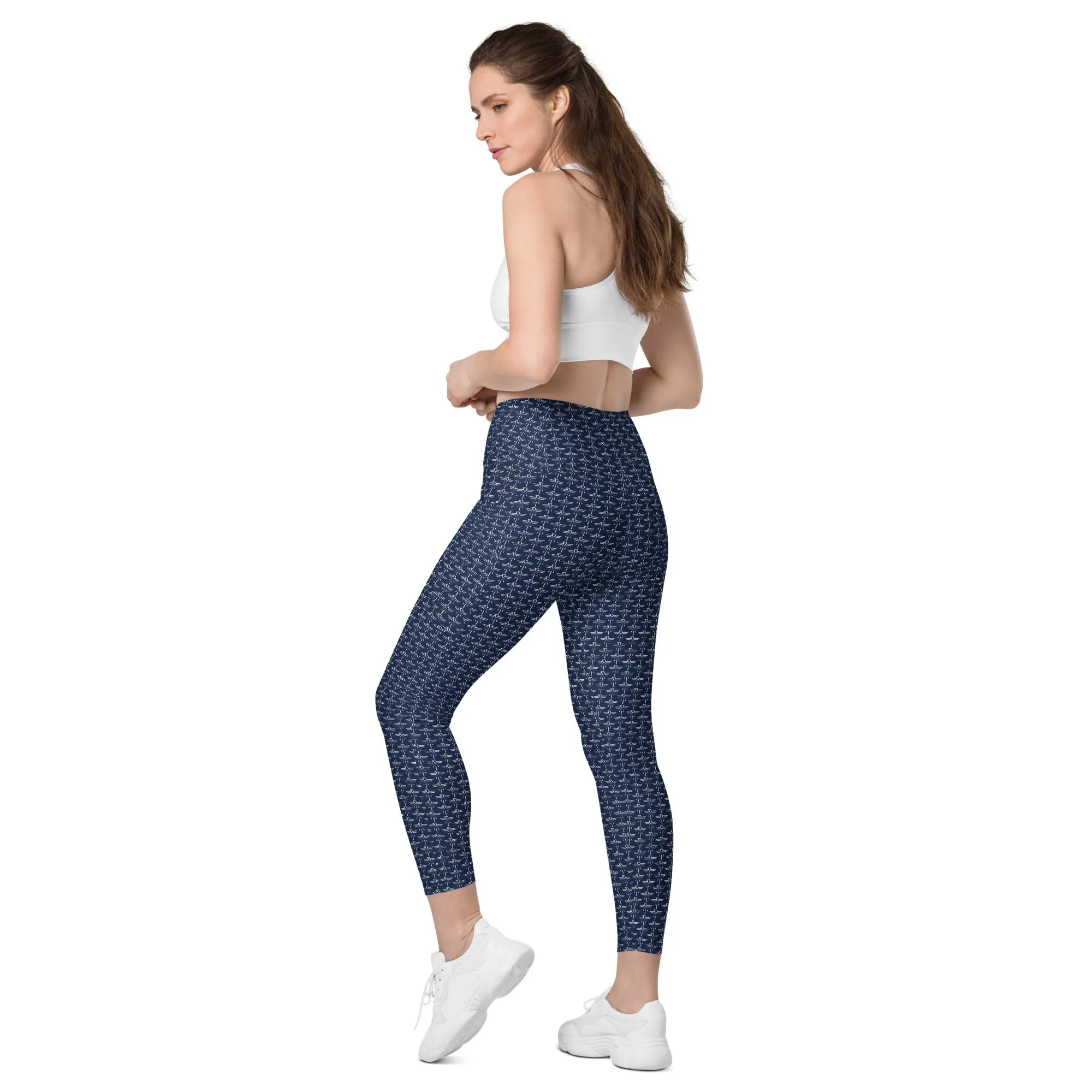 Patriot White Eagle Navy Crossover Leggings with Pockets