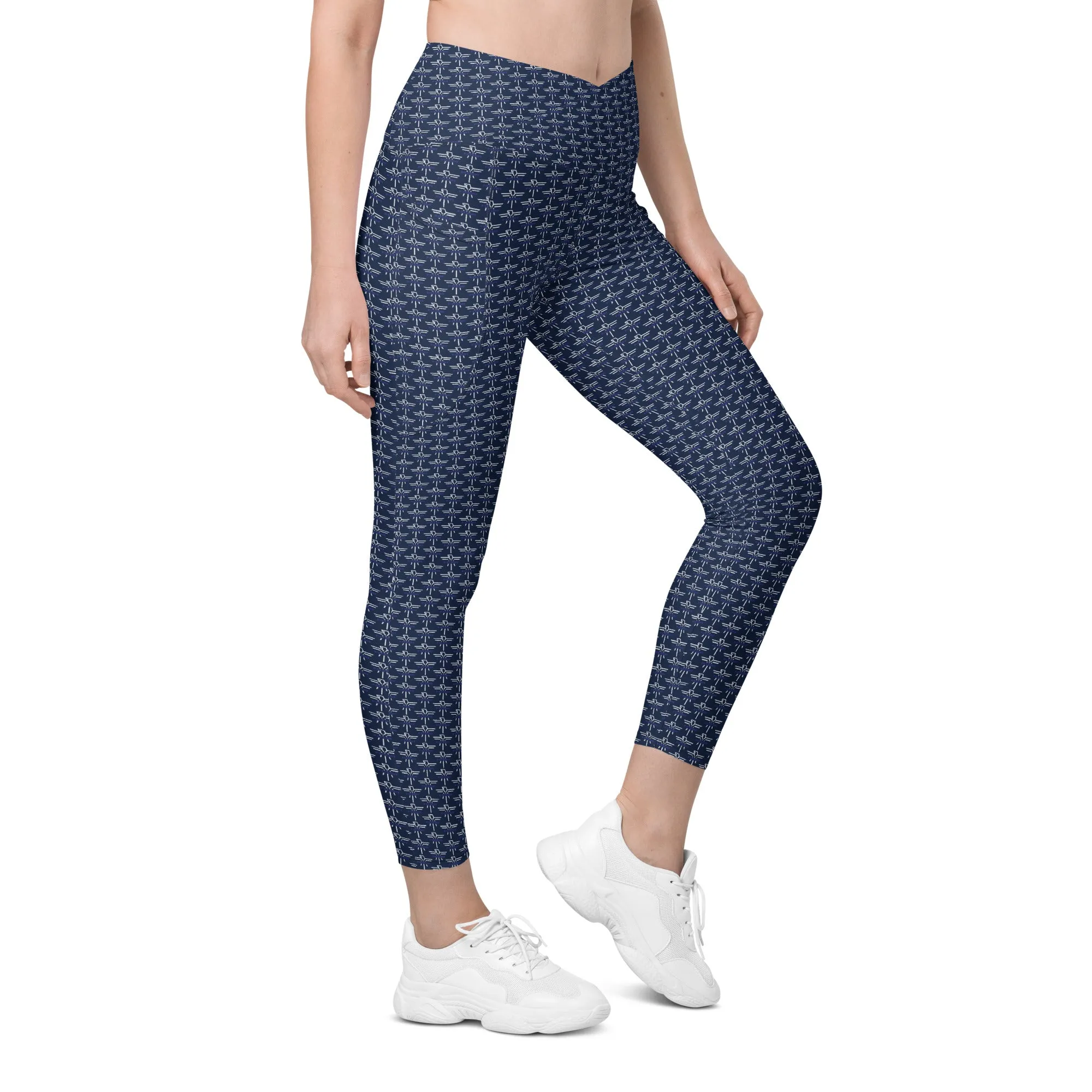 Patriot White Eagle Navy Crossover Leggings with Pockets
