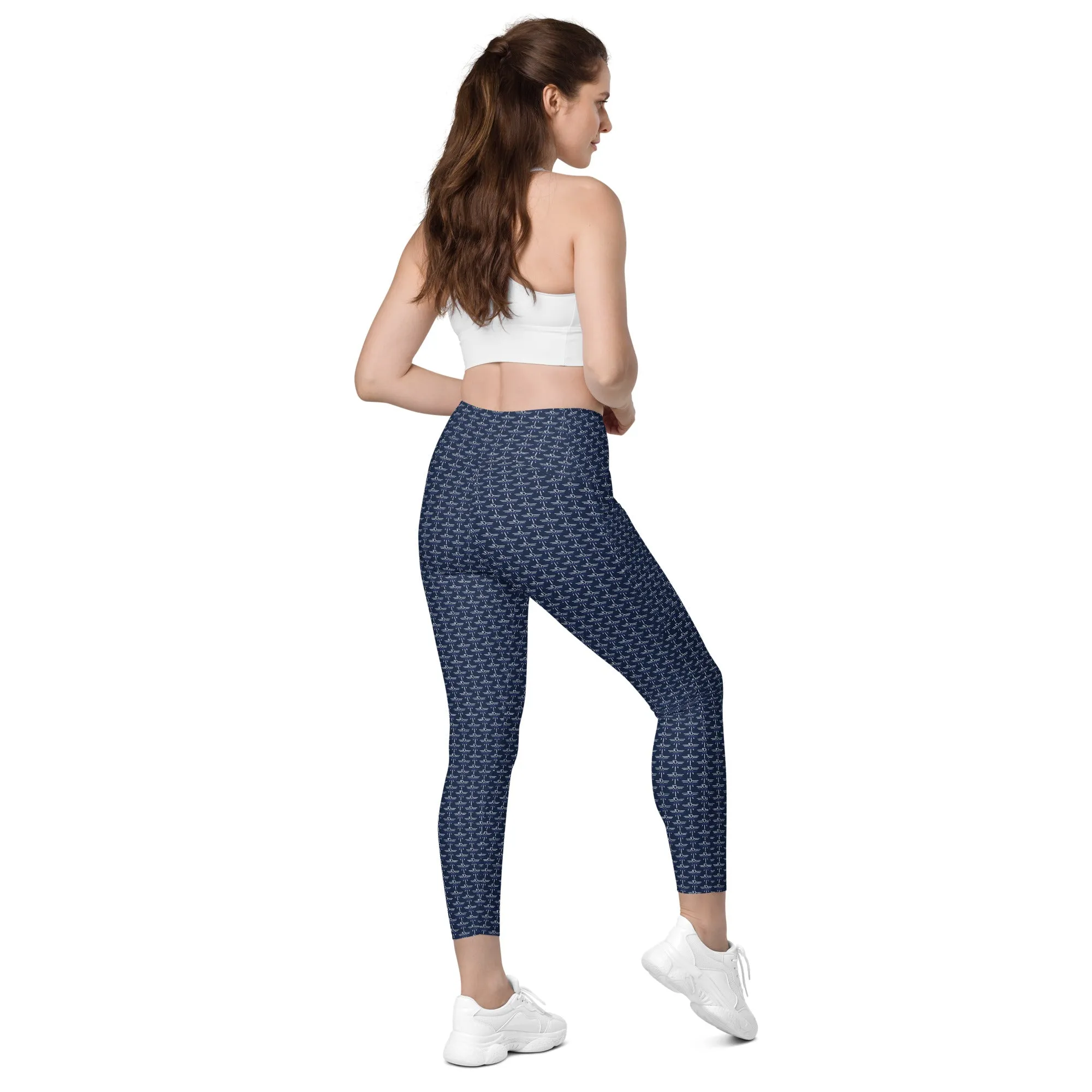 Patriot White Eagle Navy Crossover Leggings with Pockets