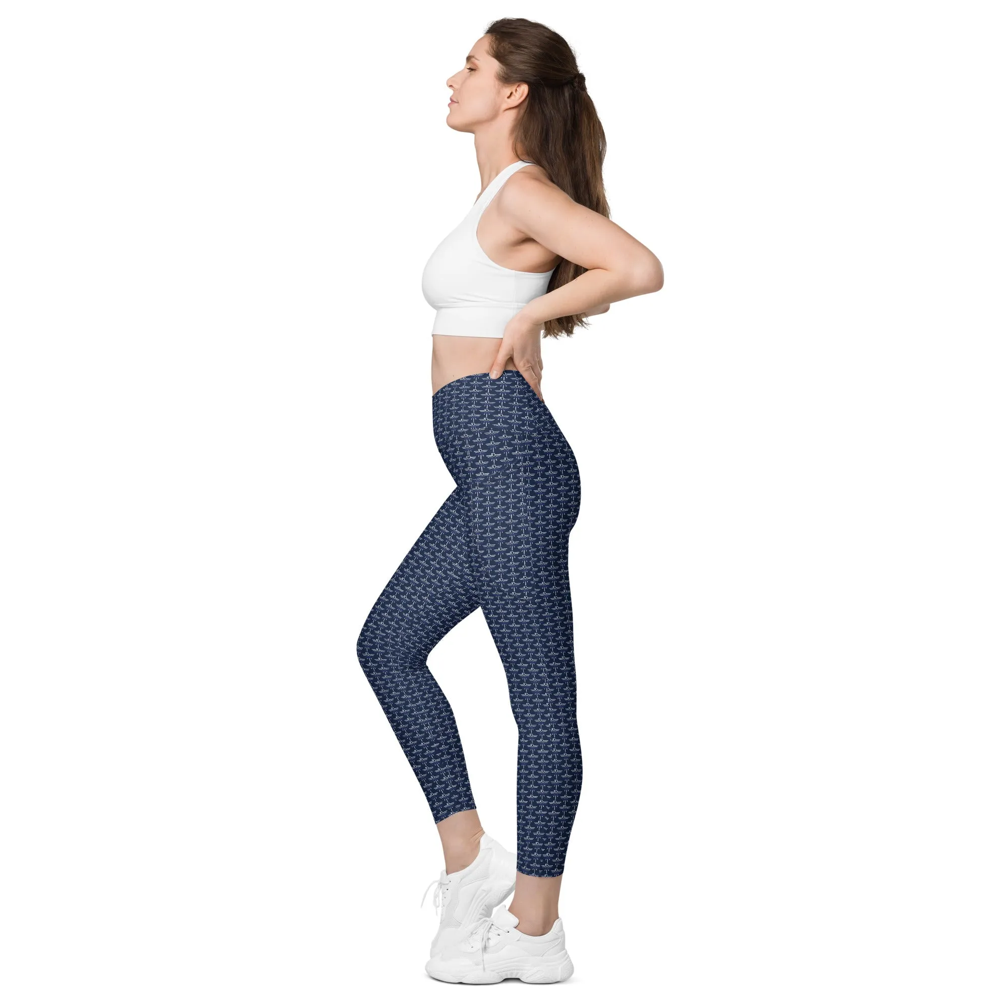 Patriot White Eagle Navy Crossover Leggings with Pockets