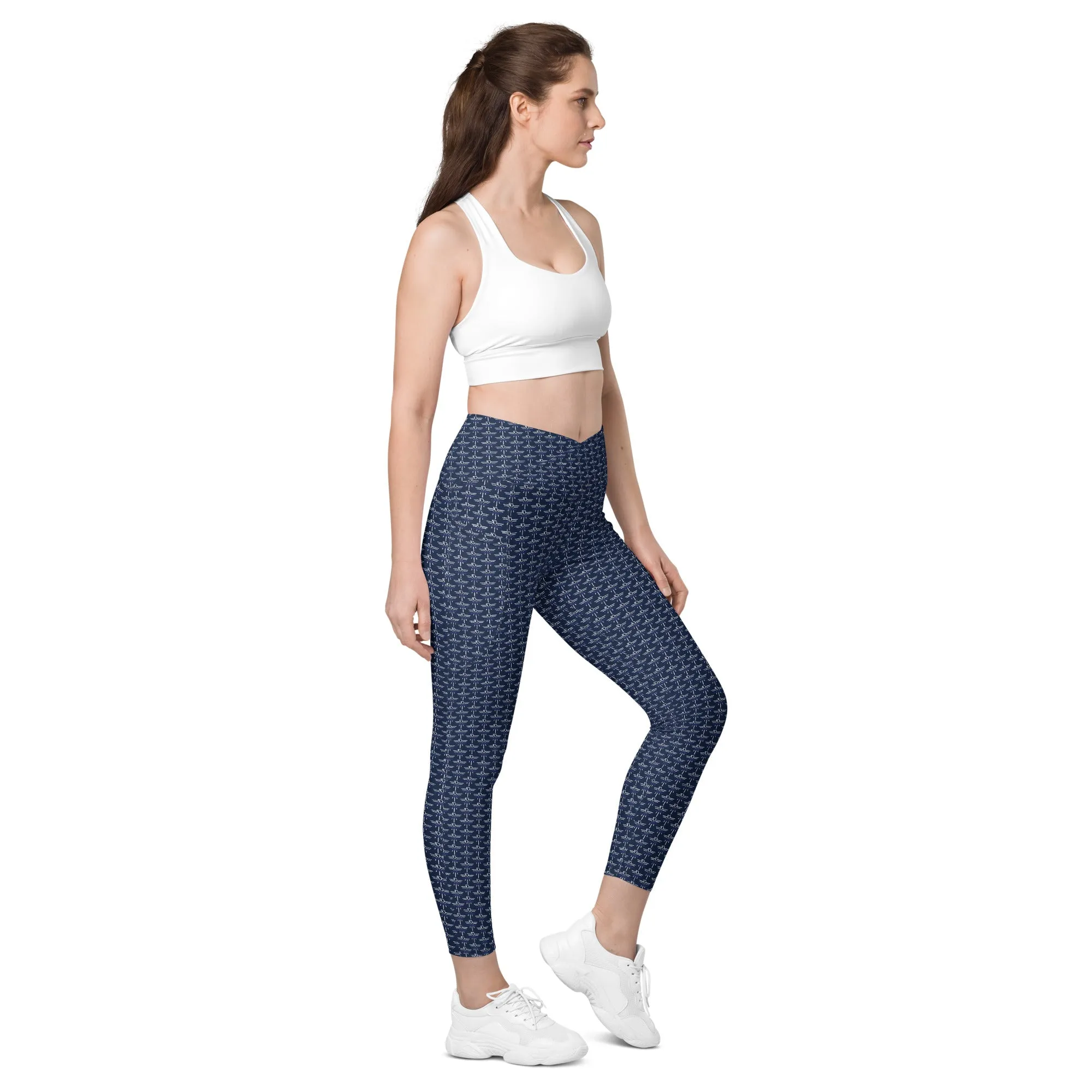 Patriot White Eagle Navy Crossover Leggings with Pockets