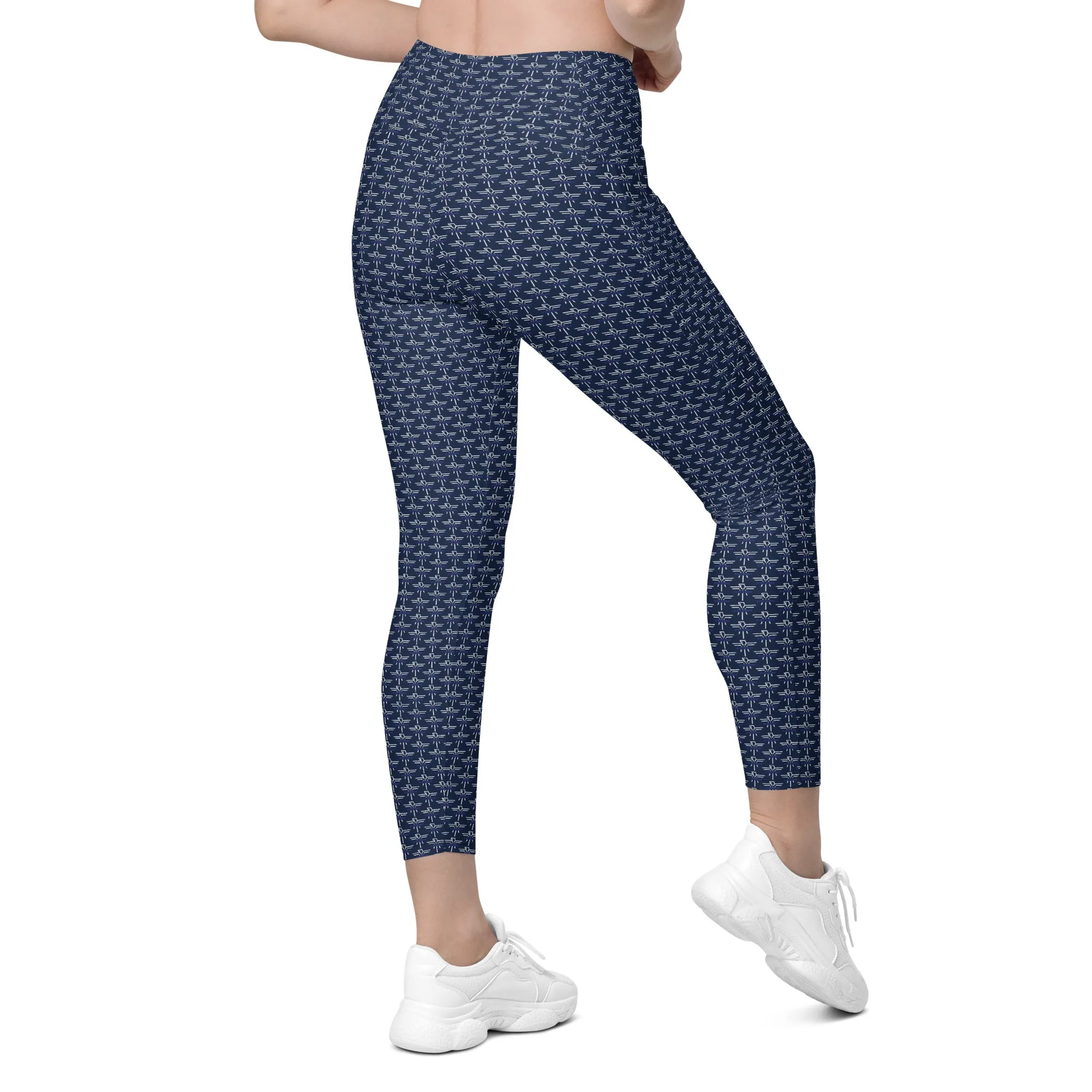 Patriot White Eagle Navy Crossover Leggings with Pockets