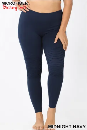 Plus Size Navy Moto Leggings• Buttery Soft