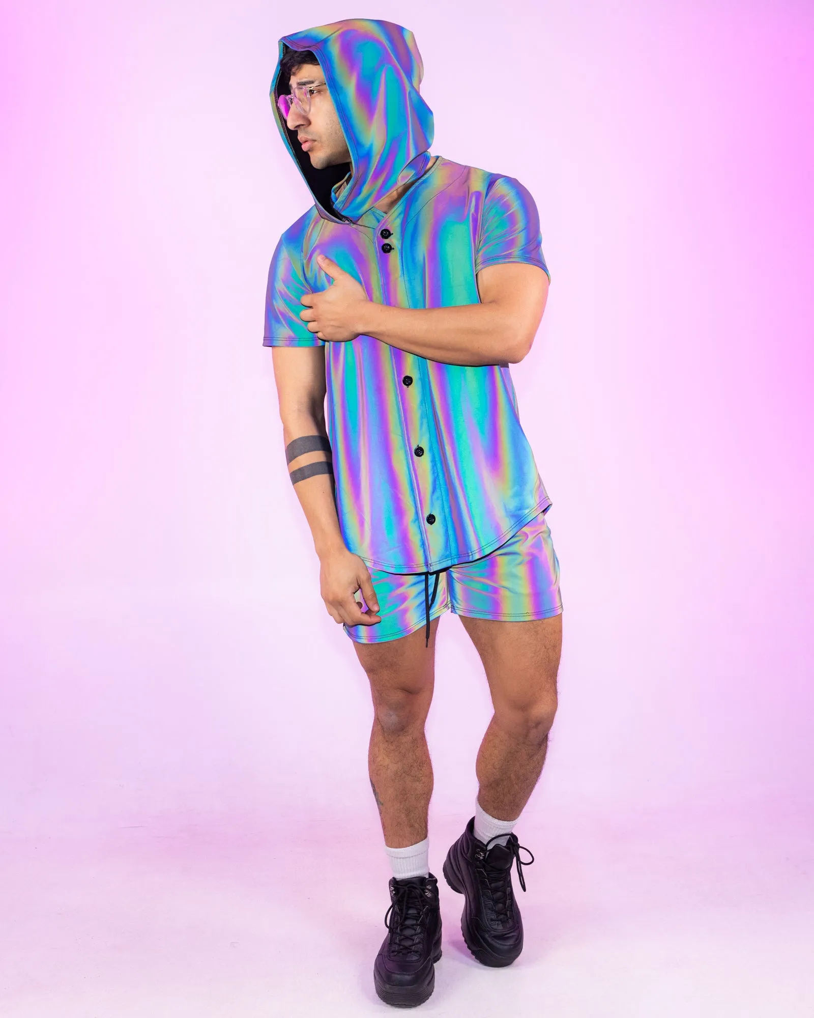 Rainbow Flash Reflective Drawstring Shorts