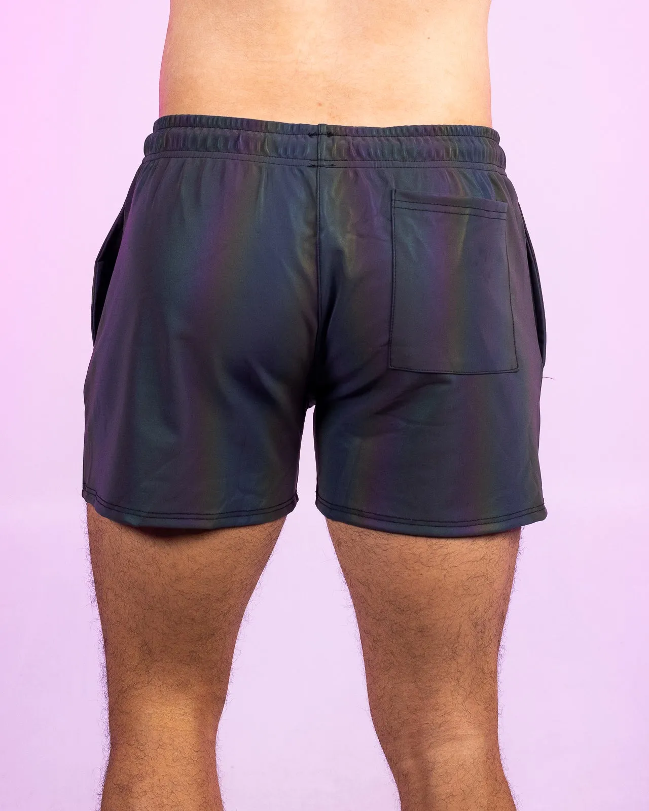 Rainbow Flash Reflective Drawstring Shorts