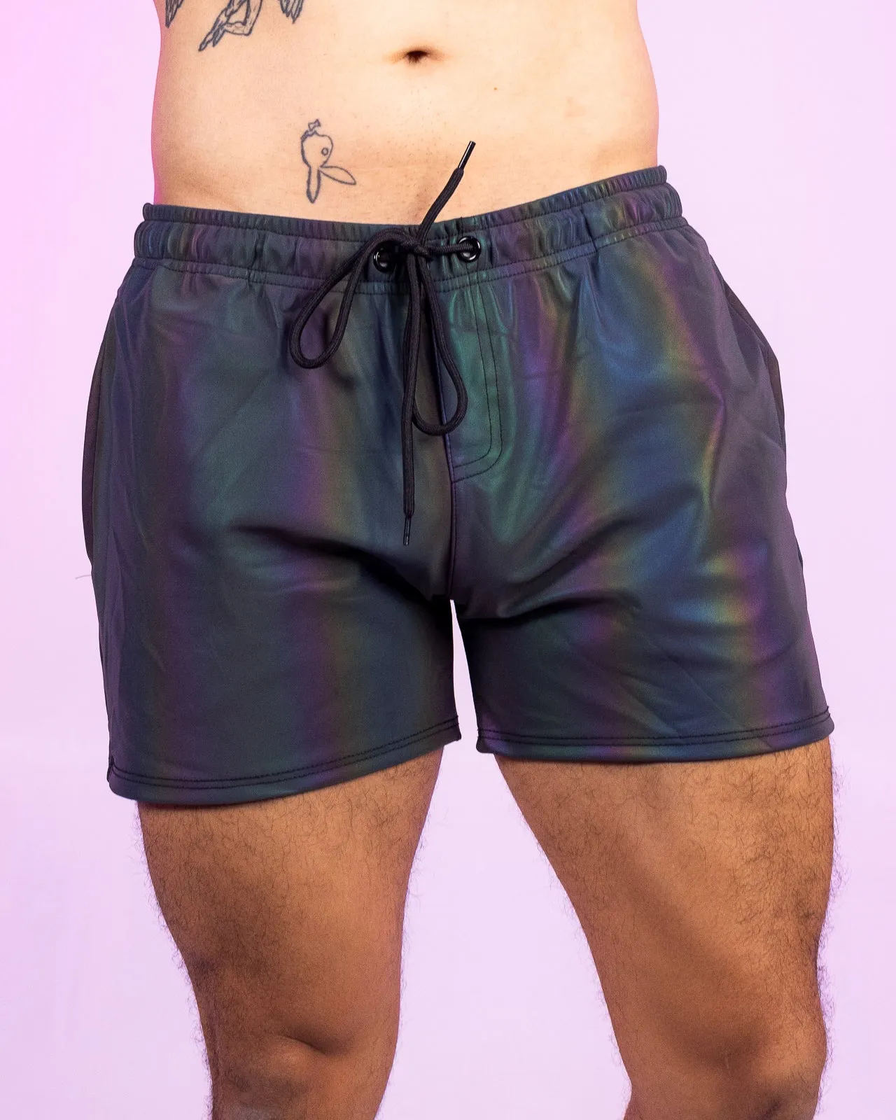 Rainbow Flash Reflective Drawstring Shorts
