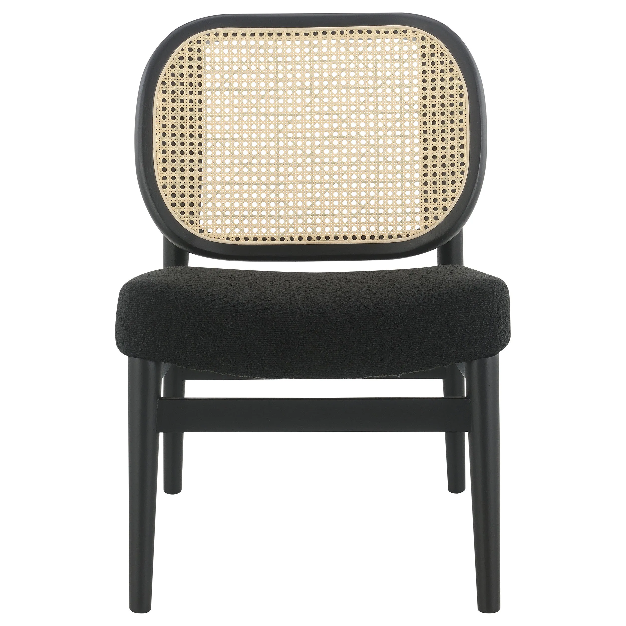 Rayo Rattan Cane Back Accent Chair with Padded Seat Black