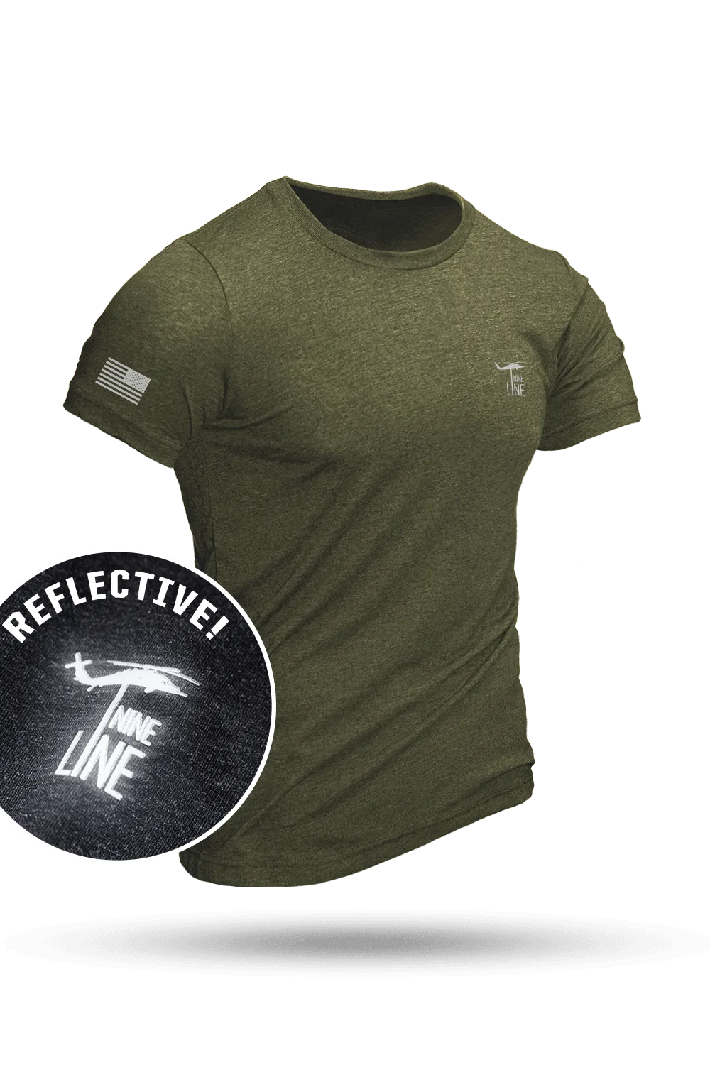 Reflective Dropline Logo with Flag - Athletic T-Shirt
