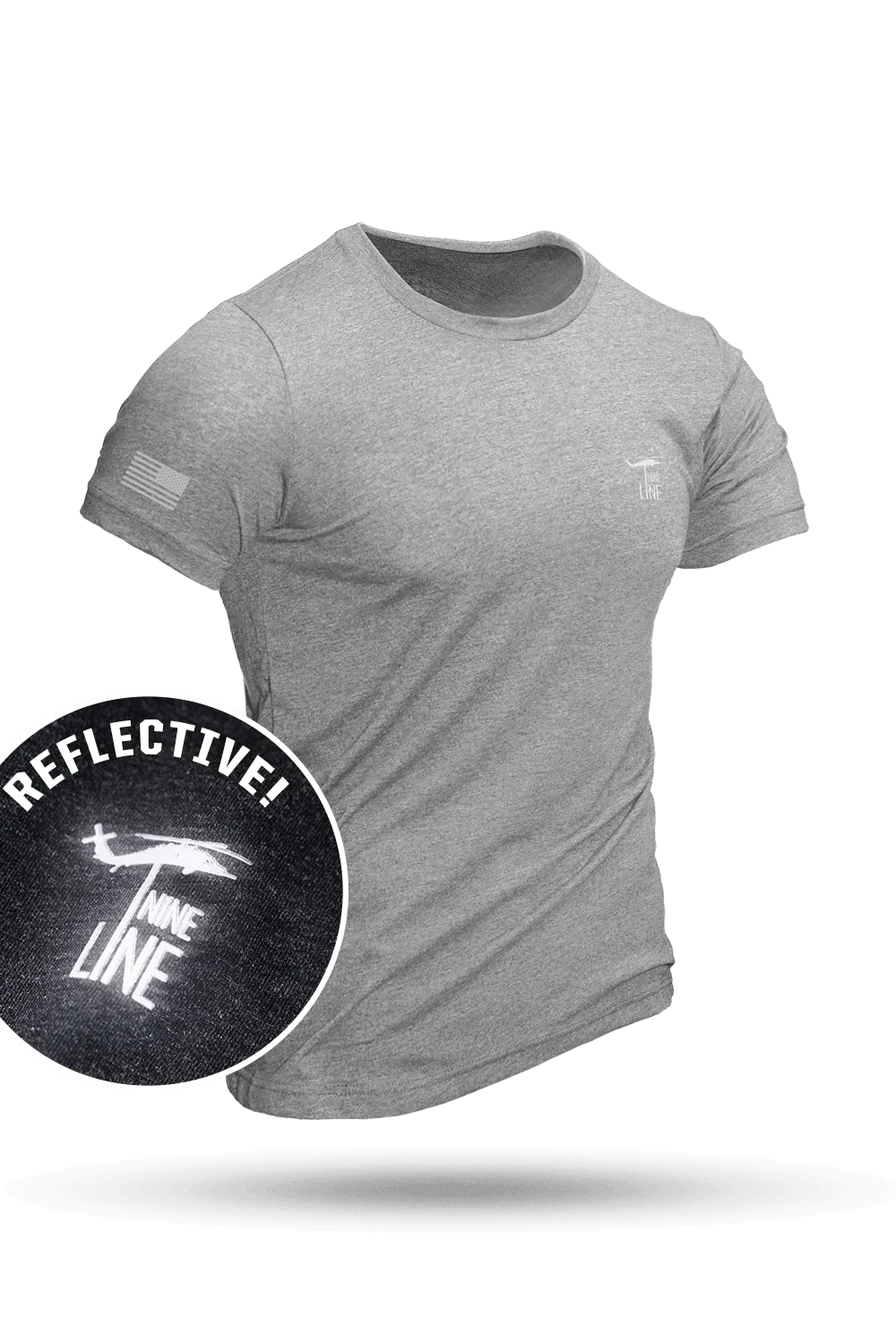 Reflective Dropline Logo with Flag - Athletic T-Shirt
