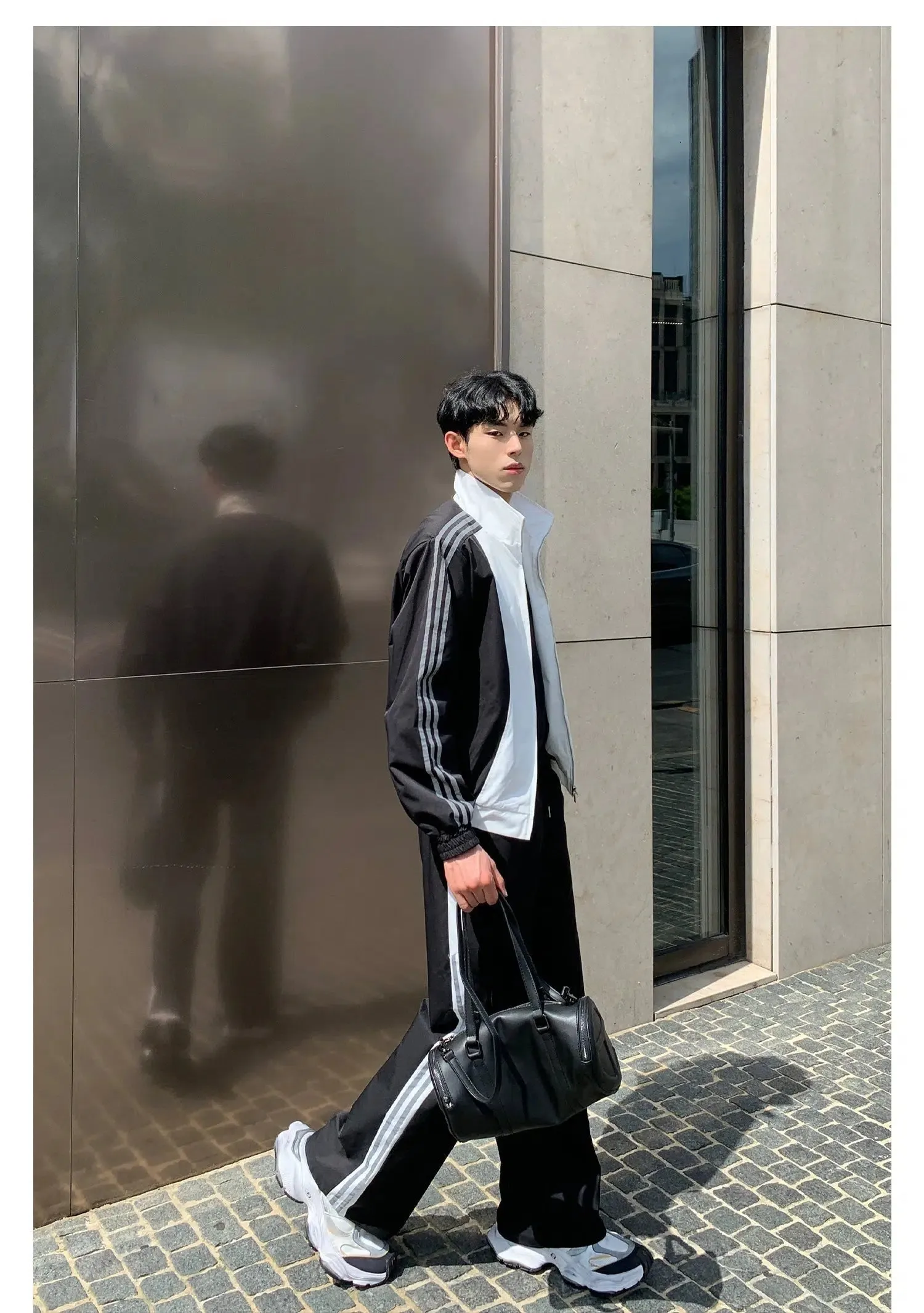 Reflective Stripe Athletic Two-piece Suit