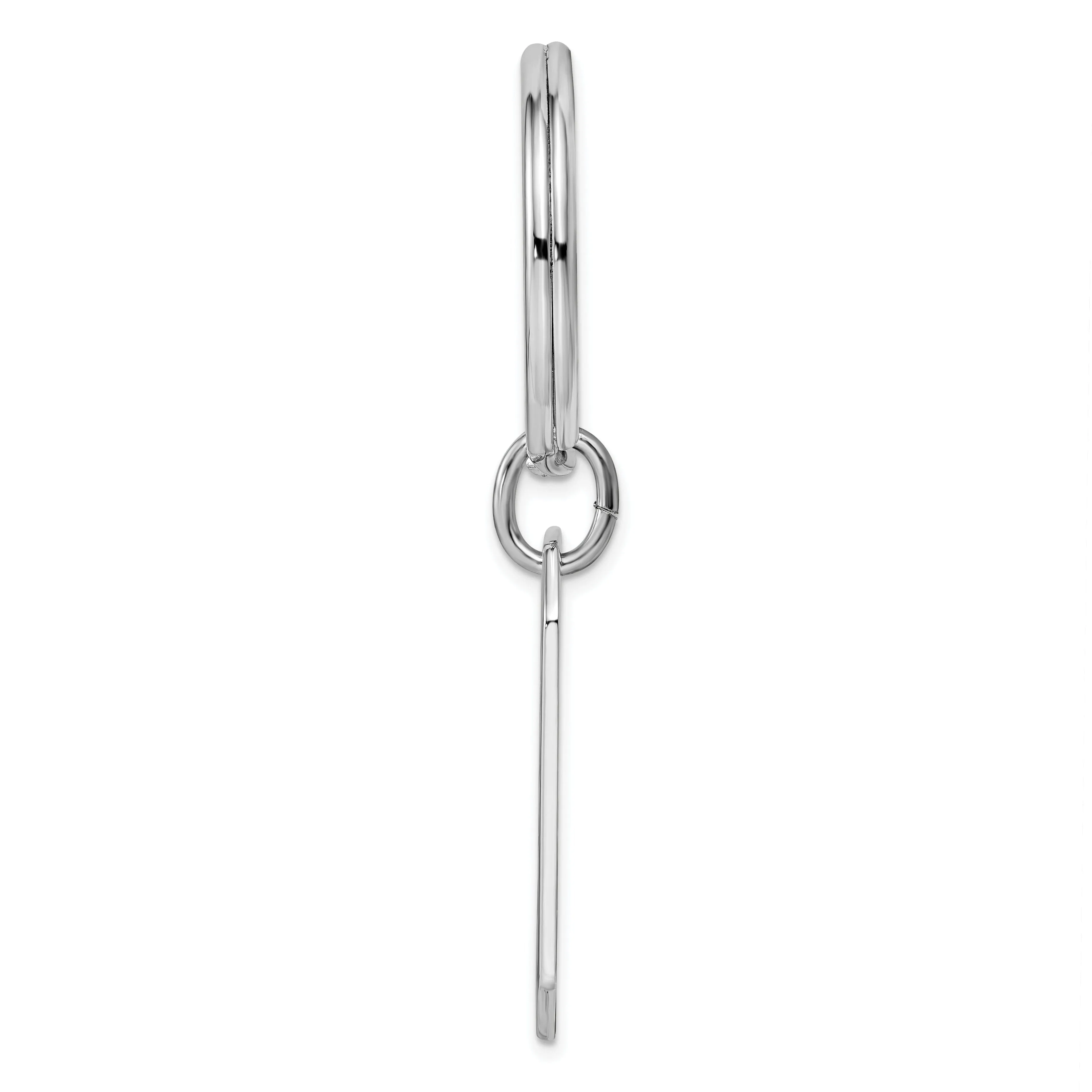 Rhodium Plated Patterned Edge Key Ring