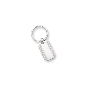 Rhodium Plated Patterned Edge Key Ring