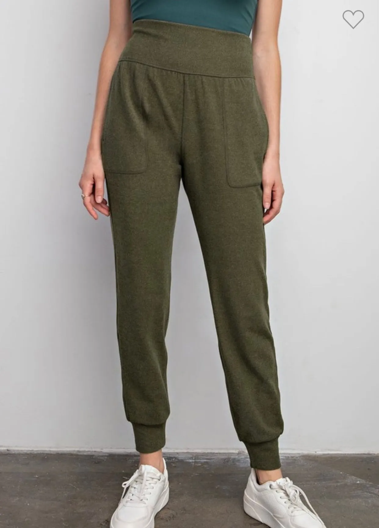 Ribbed Brushed Soft Joggers Brown