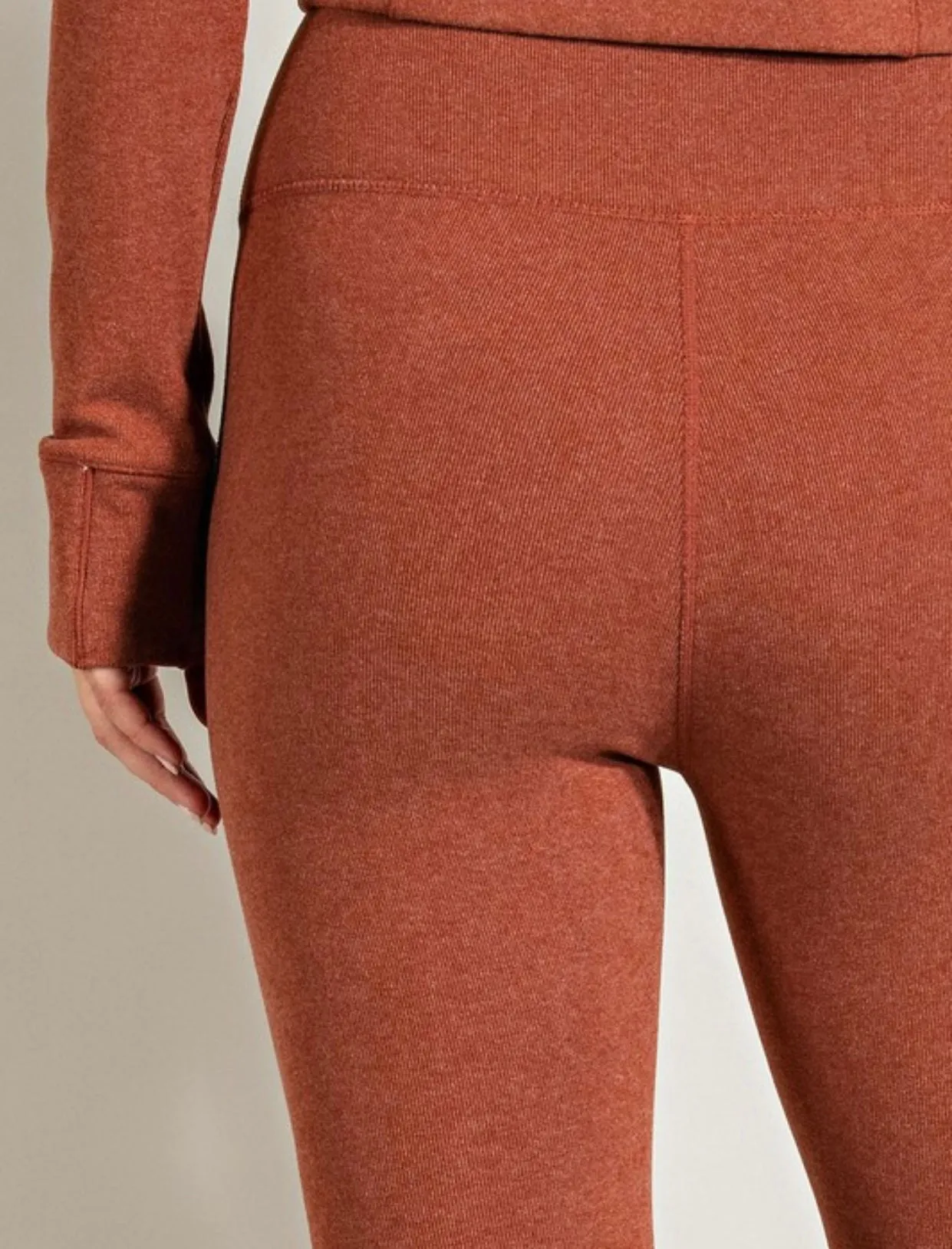 Ribbed Brushed Soft Joggers Brown