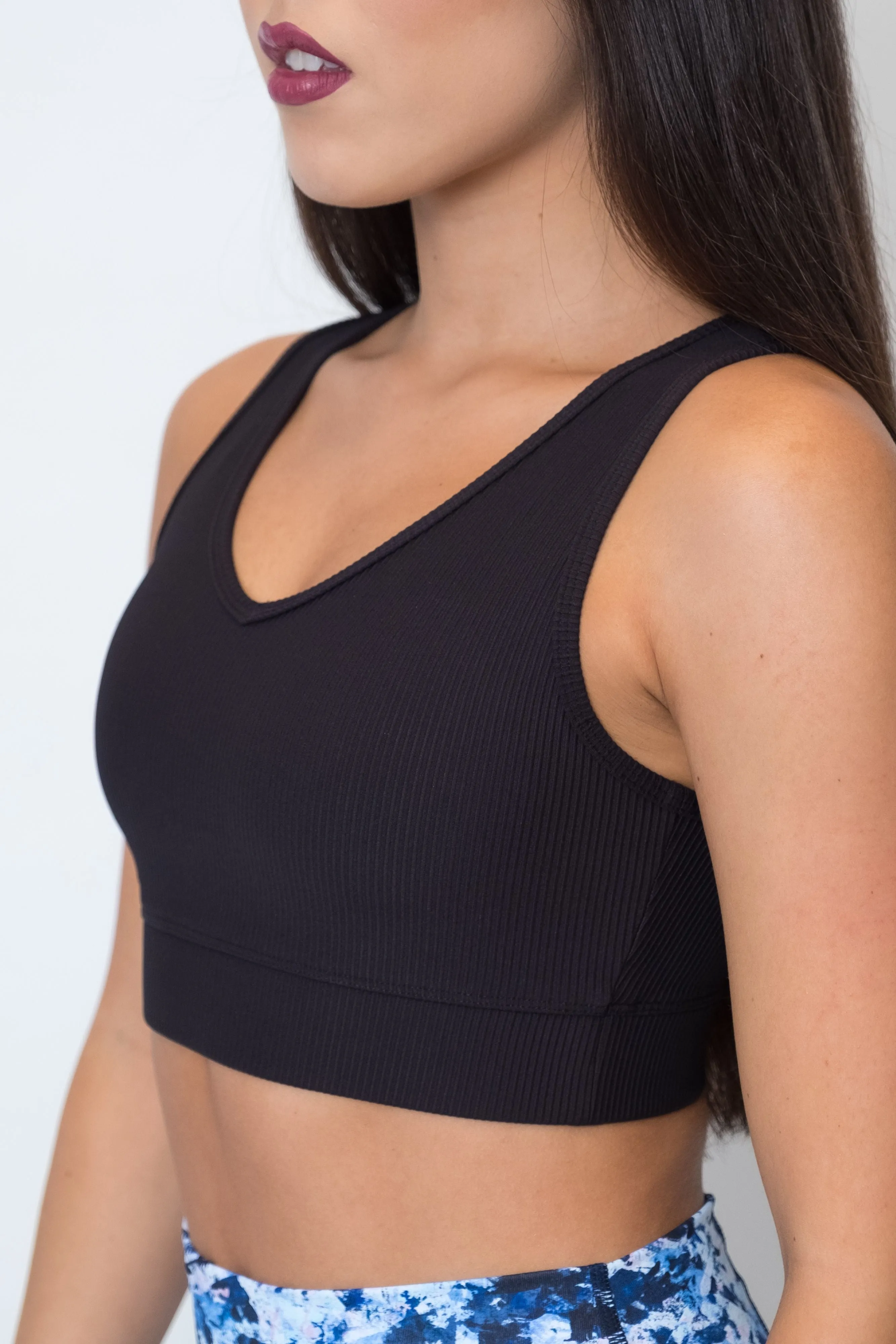 Ribbed Sports Bra - Midnight Talks