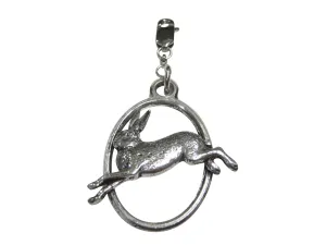 Running Rabbit Hare Large Oval Pendant Zipper Pull Charm