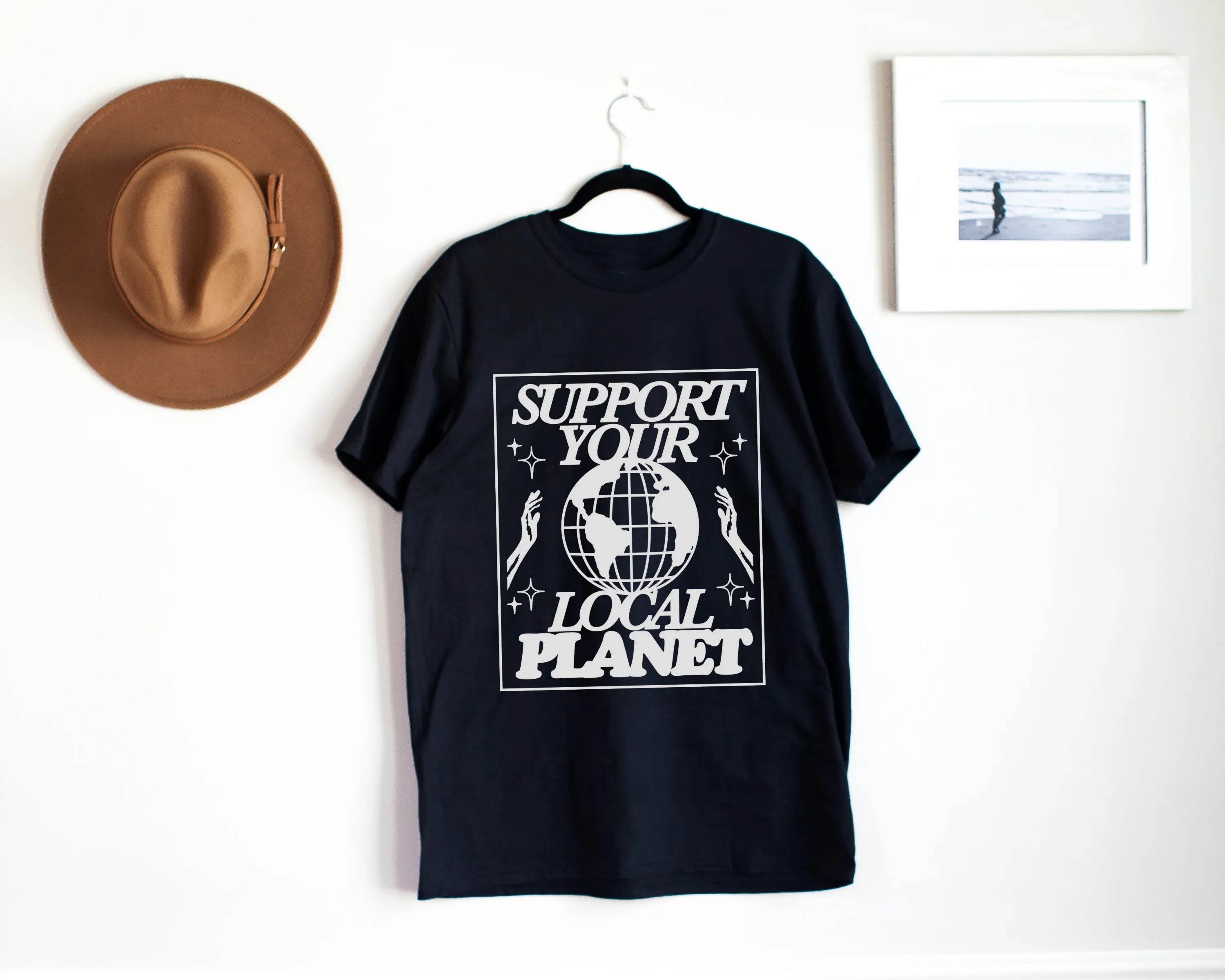 SALE- Support Your Local Planet | Black Short Sleeve T-Shirt