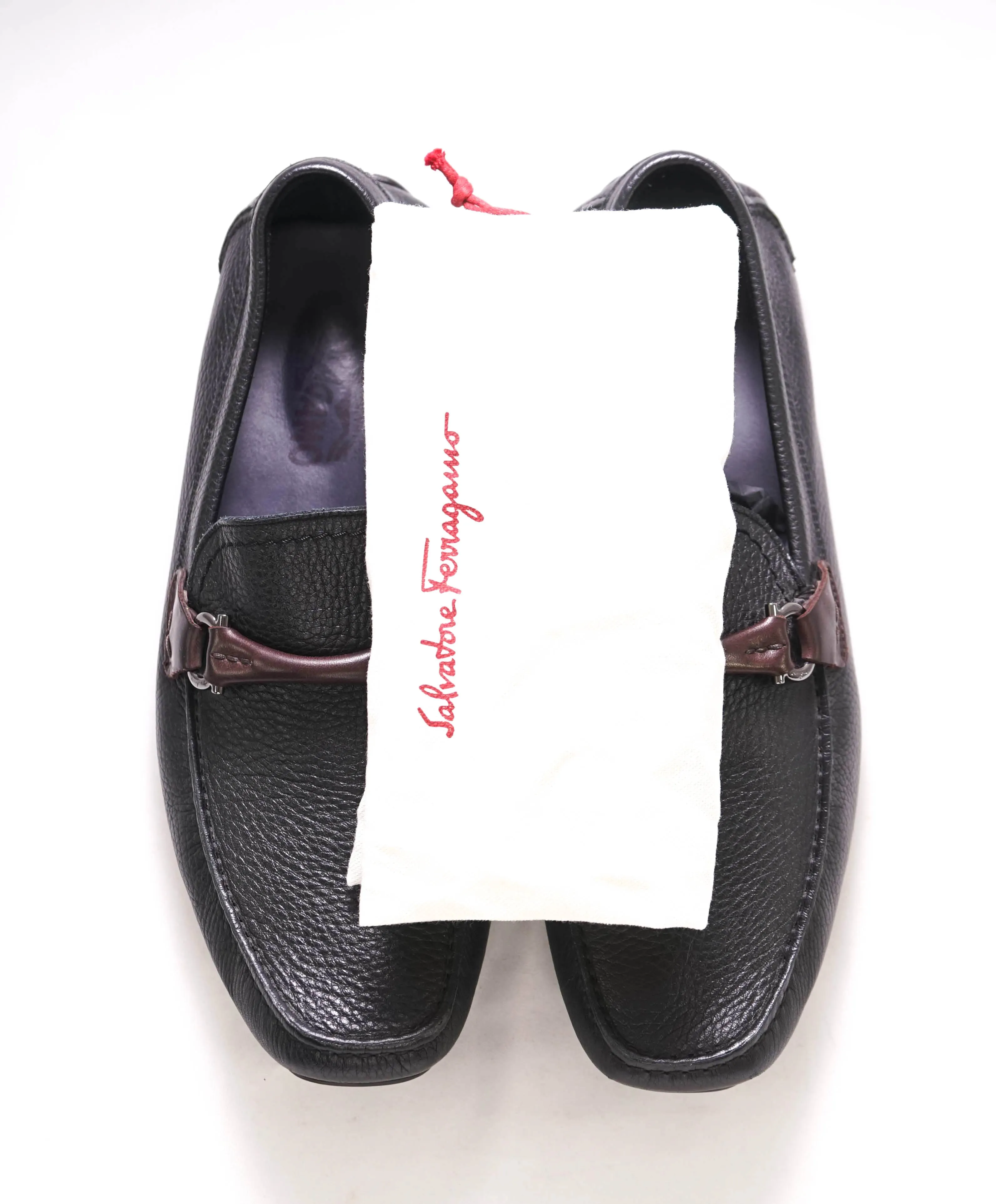 SALVATORE FERRAGAMO - Black/Brown Camp Sole Gancini Loafer- 8 E