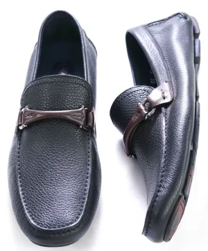 SALVATORE FERRAGAMO - Black/Brown Camp Sole Gancini Loafer- 8 E