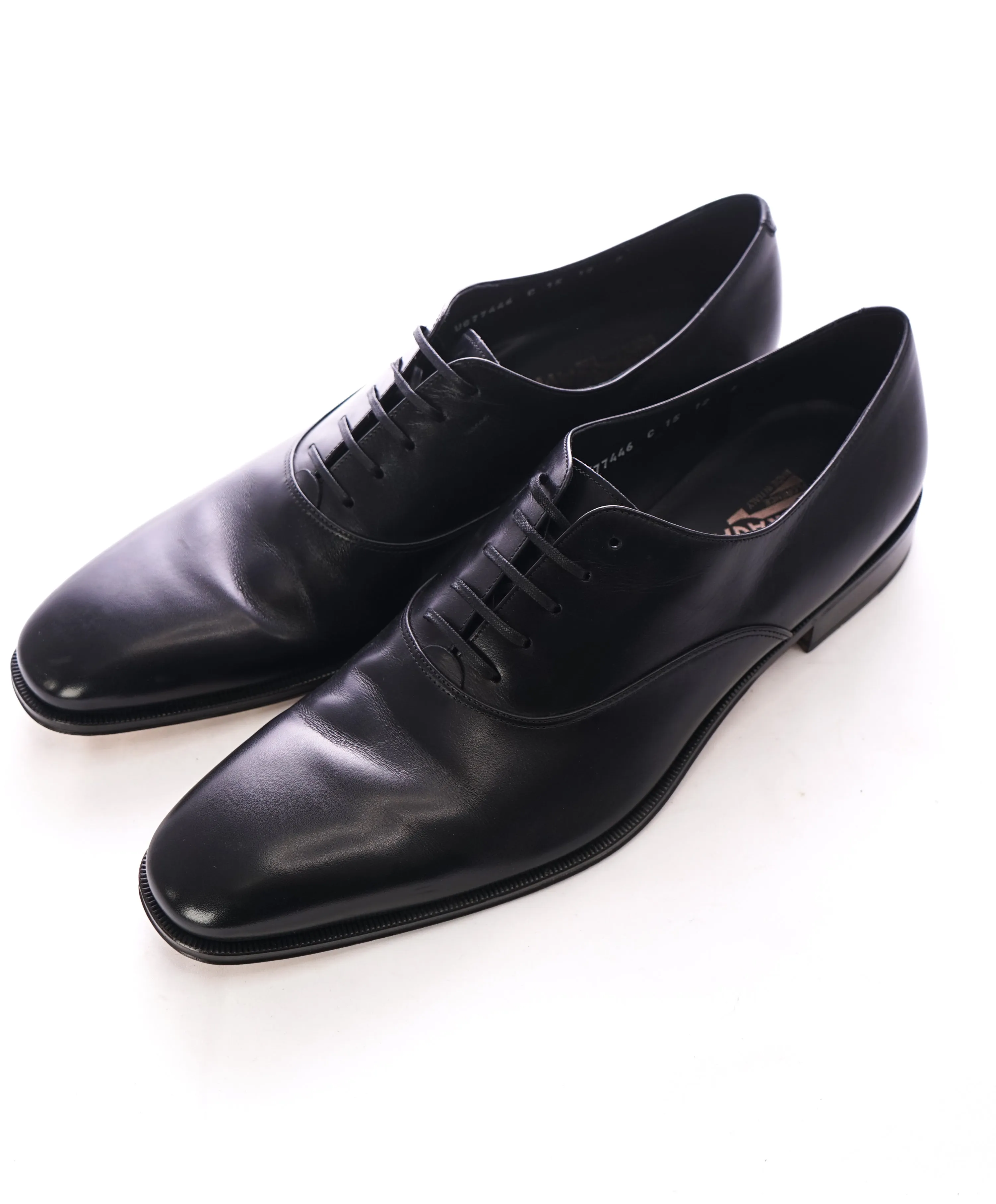 SALVATORE FERRAGAMO - “ Fedele” Black Oxford W Leather Sole - 12 B