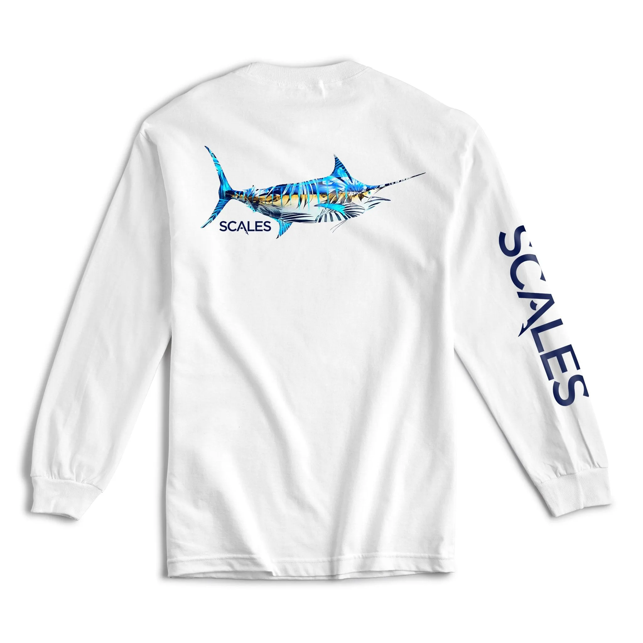 Scales Gear Tropical Marlin Long Sleeve White Shirt