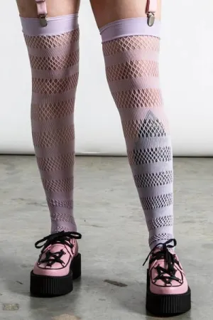 Shena Fishnet Stockings - Lilac - One Size
