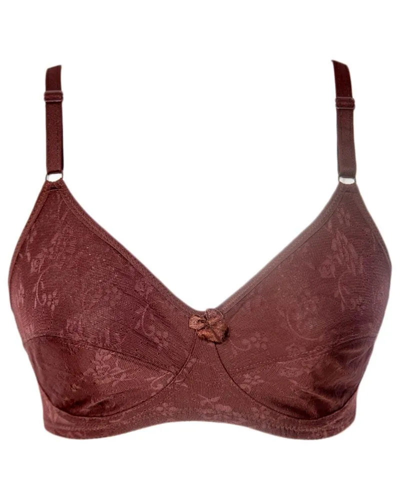 Soft Net Bra - Brown - Non Padded & Non Wired Bra - 735