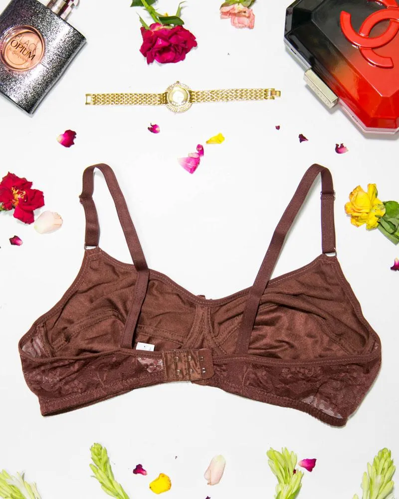 Soft Net Bra - Brown - Non Padded & Non Wired Bra - 735