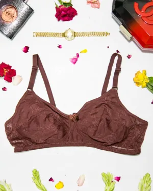 Soft Net Bra - Brown - Non Padded & Non Wired Bra - 735