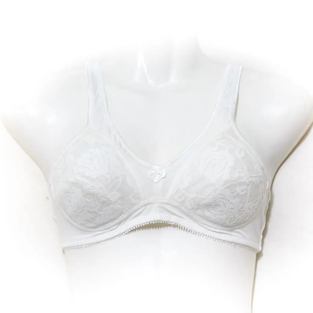 Soft Padded Cotton Net Bra - Etching Free Bra - Non Padded - White Bra