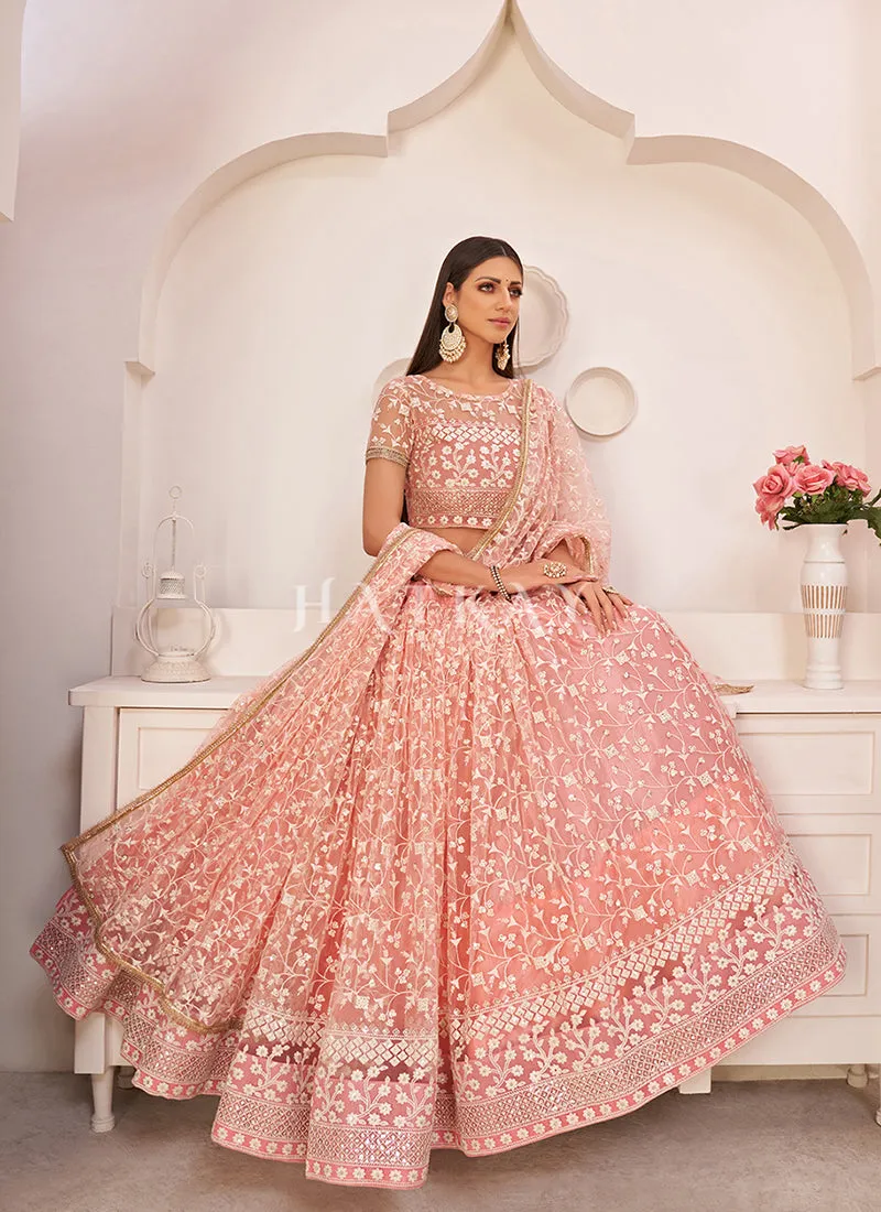 Soft Peach Embroidered Lehenga Choli
