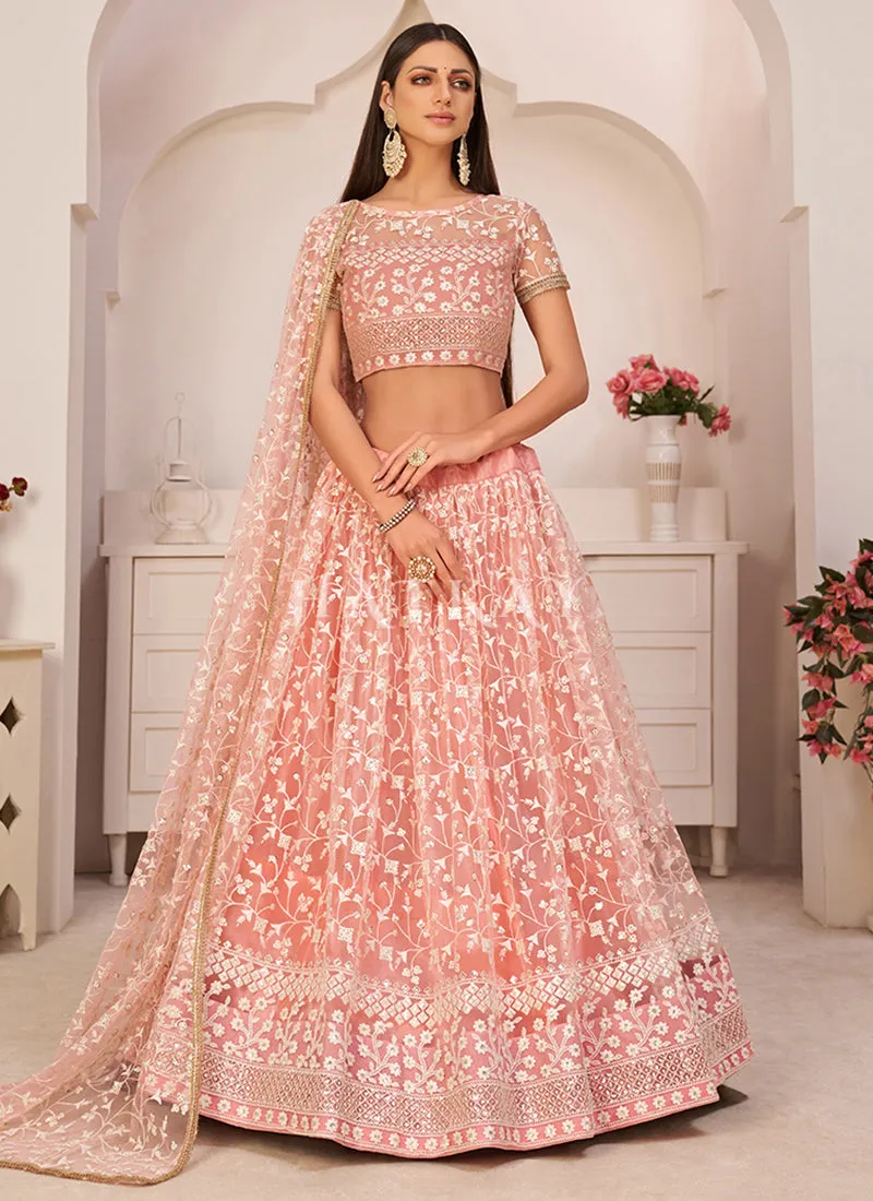 Soft Peach Embroidered Lehenga Choli