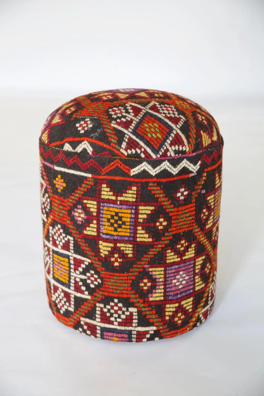 Solid Cylinder Shaped Kilim Stool