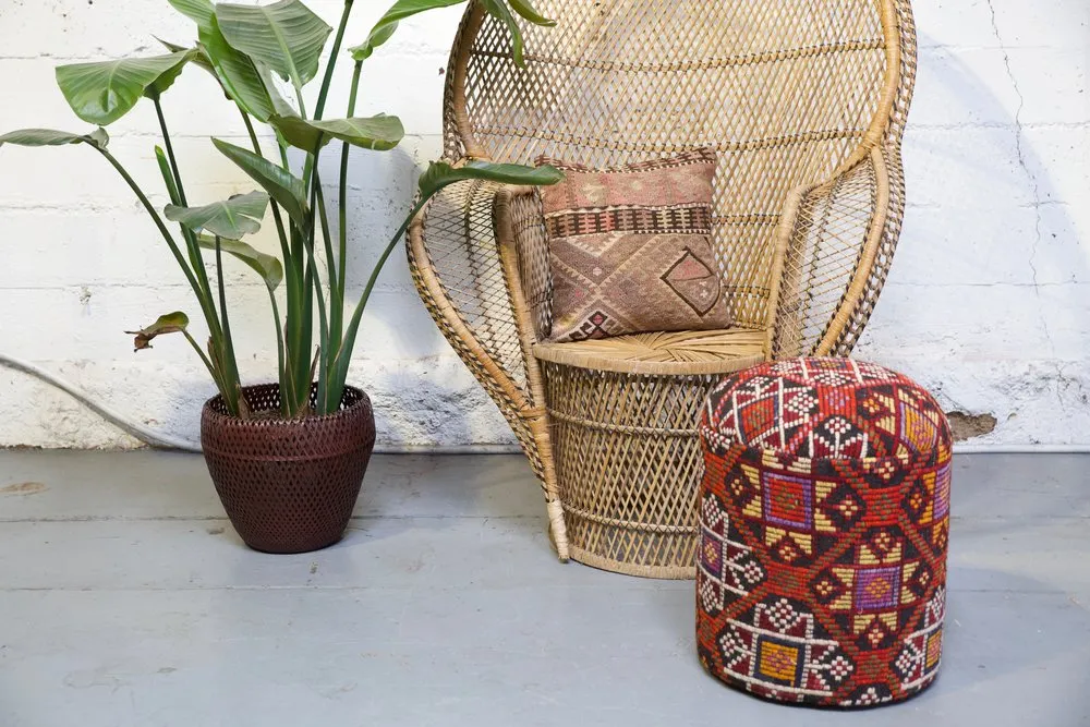 Solid Cylinder Shaped Kilim Stool