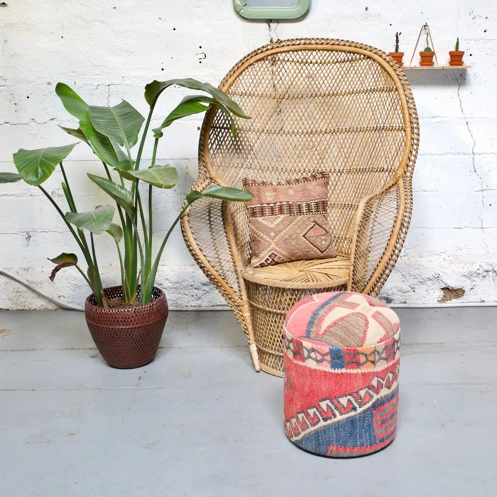 Solid Cylinder Shaped Kilim Stool