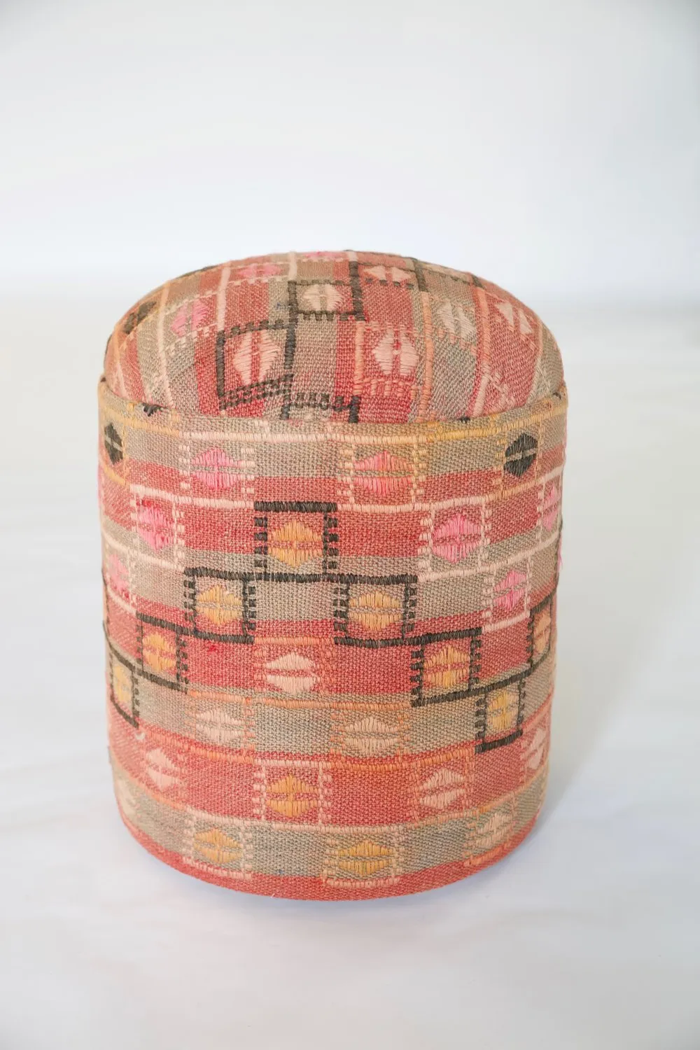 Solid Cylinder Shaped Kilim Stool