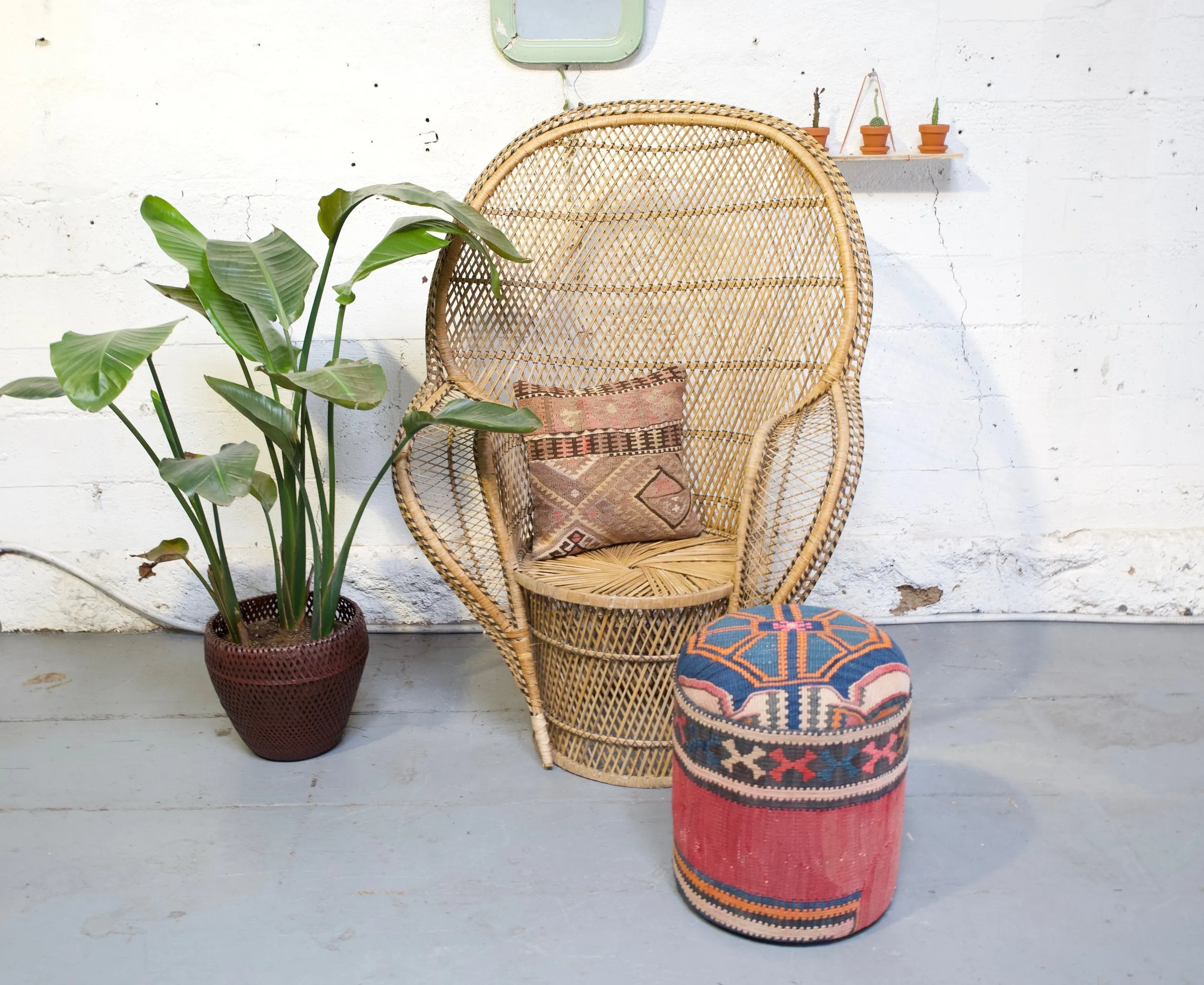 Solid Cylinder Shaped Kilim Stool