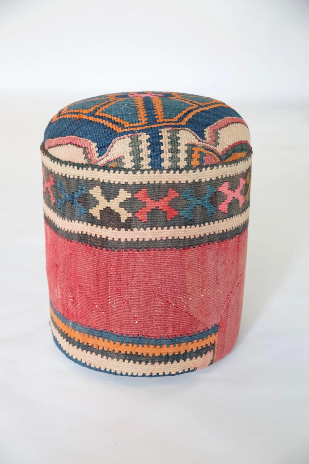 Solid Cylinder Shaped Kilim Stool