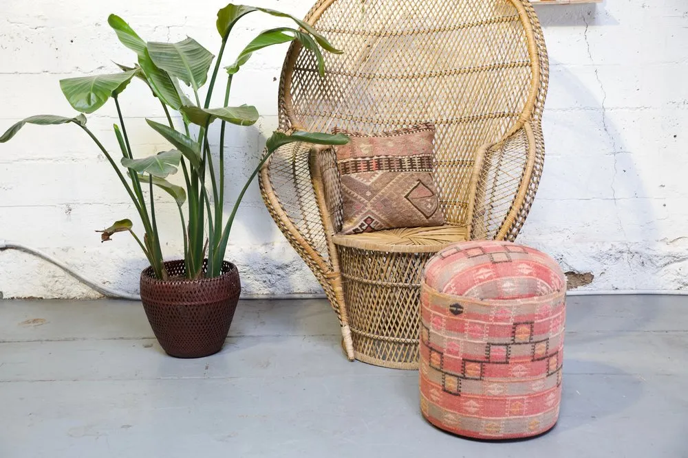 Solid Cylinder Shaped Kilim Stool