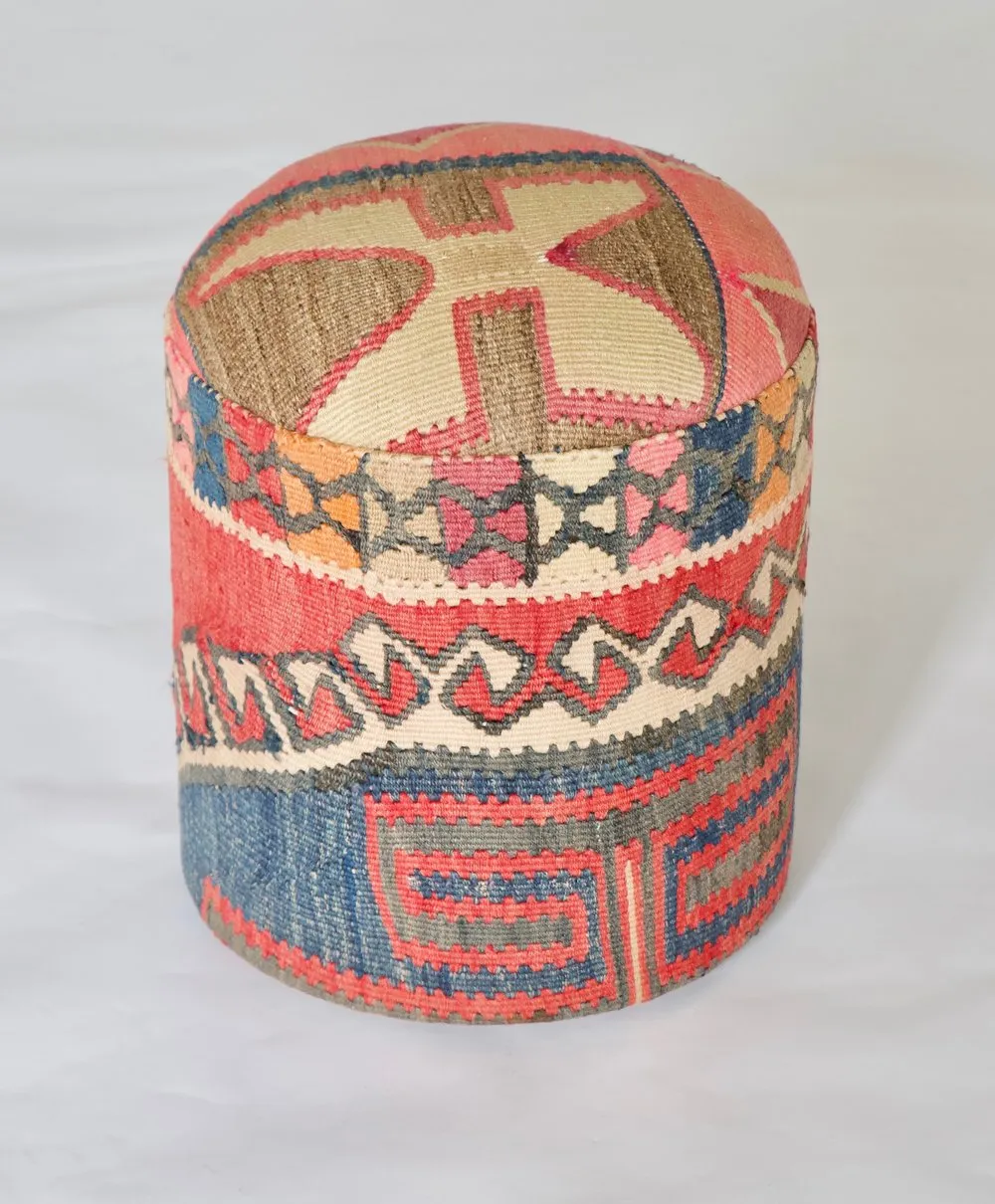 Solid Cylinder Shaped Kilim Stool